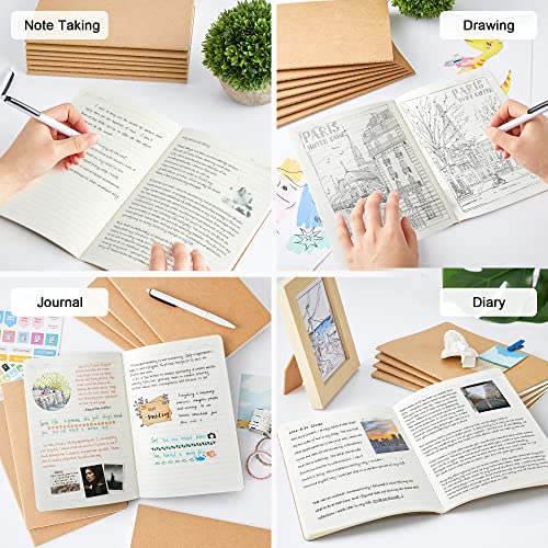 feela 90 Pack Kraft Notebooks Bulk, Lined Travel Journals Note Pad Notebooks for Men Women Girls Students, Making Plans Writing Memos Office School Supplies, A5, 60 Pages, 8.3” X 5.5” - style: Lined-90 Pack