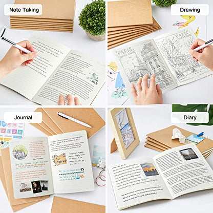 feela 90 Pack Kraft Notebooks Bulk, Lined Travel Journals Note Pad Notebooks for Men Women Girls Students, Making Plans Writing Memos Office School Supplies, A5, 60 Pages, 8.3” X 5.5” - style: Lined-90 Pack