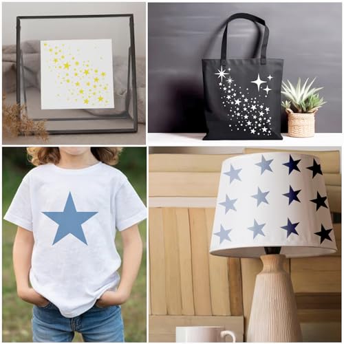 12 Pieces Sparkle Star Stencil Stars Background Craft Stencils Mixed Media Stencils for Painting on DIY Card Making Scrapbook Paper Fabric Pillows (12 Star) - style: 12 Star