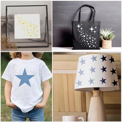 12 Pieces Sparkle Star Stencil Stars Background Craft Stencils Mixed Media Stencils for Painting on DIY Card Making Scrapbook Paper Fabric Pillows (12 Star) - style: 12 Star