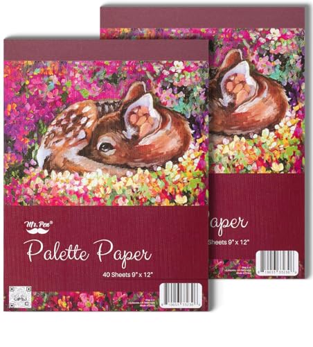 Mr. Pen- Disposable Paint Palette Paper Paint Pad, 9"x12", 40 Sheets | 2 Pack, Acrylic Paint Paper, Suitable for Watercolor, Gouache, Acrylic and Oil Paints, Tear-Off Palette Sheets for Painting - size: 9" x 12", 2 Pack