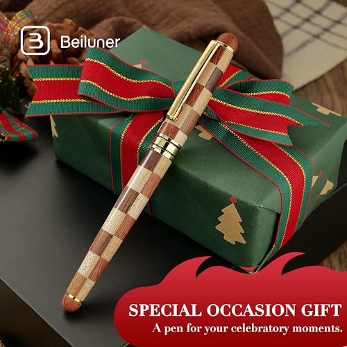 BEILUNER Luxury Wood Ballpoint Pen Writing Set, Chess Style - Elegant Fancy Nice Gift Pen Set for Signature Executive Business Office Supplies - Gift Boxed with Extra Refills (Black) - color: Chess