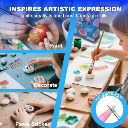 KIDS KING Glow in Dark Rock Painting Kit, Art Craft Kit for Kids Age 6-12 | Rock Painting Kit (Glow in the Dark) Art & Craft Toys Spark Creativity Tool Drawing Party Activity Fovors