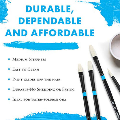 Princeton Aspen Flat Brush, Synthetic, Long Handle, Size 2, 1 Count - color: Black, size: Size 2