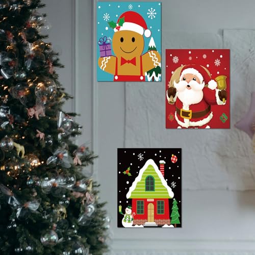 Dinifee 6 Pack Pre Drawn Canvas for Painting Pre Printed Canvas Kit 8 x 10 Inch Stretched Cotton Paint and Sip Set for Adults Couple Party Graduation Summer Date Night(Santa Blessing) - style: Santa Blessing