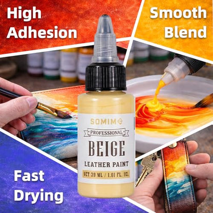 Acrylic Leather Paint Set, 18 Colors Acrylic Leather Dye Kit with Deglazer and Finisher, Sneaker Paints for Shoes, Bags, Couches, Sofa, Jackets, and DIY Crafts