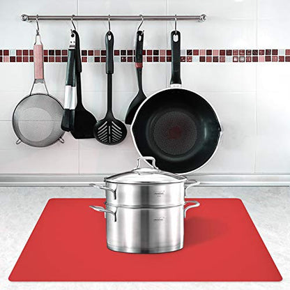 Silicone Placemats, Food-Grade Non-Slip Waterproof, Dining, Stain Resistant, Countertop Protector, Kitchen Counter Mat, Heat Resistant, Baking mat Dishwasher Safe (23.6"×15.7"-1pack, Red) - color: Red, size: 23.6"×15.7"-1pack
