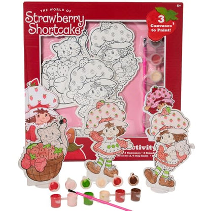 Innovative Designs Strawberry Shortcake Canvas Paint Set for Kids with 3 Canvases, Acrylic Paint, Paintbrush & Stands - color: Strawberry Shortcake