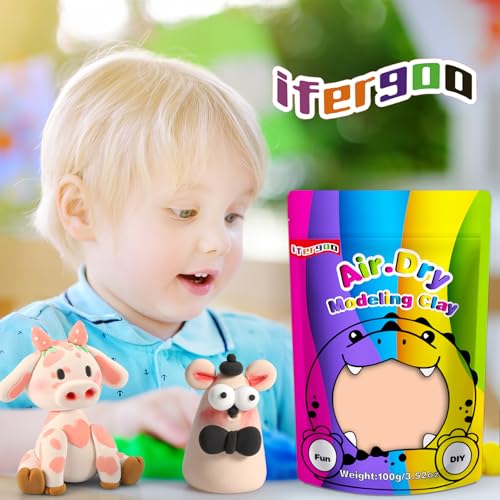 ifergoo Skin Air Dry Clay, DIY Creative Modeling Clay for Kids, Super Light Magic Foam Clay for Kids Age 3-12, Soft, No-Sticky & Non-Toxic, Molding Clay for School Art & Craft Project(Skin/100g/3.5oz) - color: Skin/100g