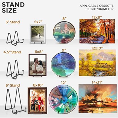 TR-LIFE 4 Pack 4.5 Inch Plate Stands for Display - Plate Holder Display Stand + Metal Frame Holder Stand for Picture, Decorative Plate, Book, Photo Easel (Black 4 Pack) - size: 4.5 Inch
