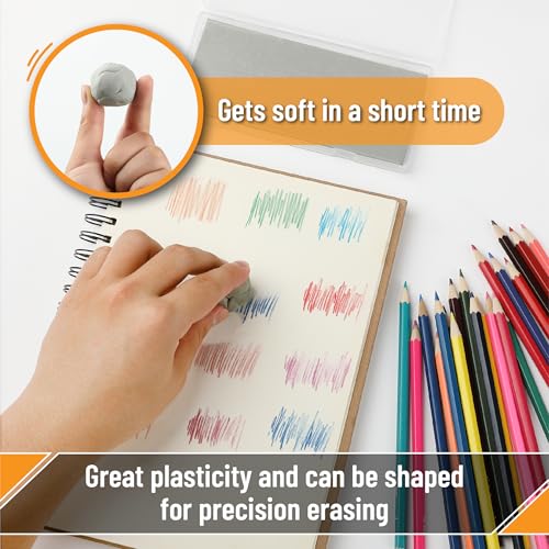 Mr. Pen- Large Kneaded Erasers, 2.75"x6.3", 4 Pack, Gray | Soft Moldable Art Erasers for Charcoal, Graphite & Pastel Drawing, Precision Highlighting, Smudge Control - color: Gray, size: 4 Pack, 6.3" x 2.75"