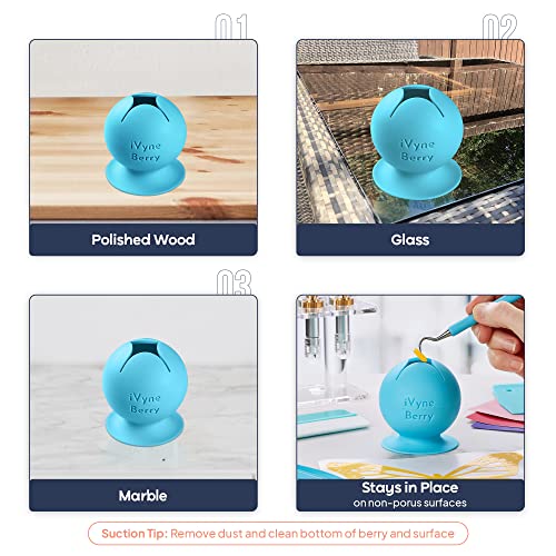 iVyne (8pcs) Premium Vinyl Weeding Tool Kit & Weeding Scrap Collector Soft Grip Tools with Berry, Weeder, Tweezers, Picker Or Hook, and Scraper Set for Silhouette Cameos & Cricut - Blue - color: Silicone Tools & Berry Blue