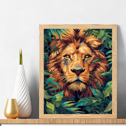 Natuyalo Paint by Numbers Kit for Adults Beginners, 16x20 Inch Canvas Painting by Number Drawing Paintwork with 3 Pcs Paintbrushes Acrylic Pigment, Lion in the Jungle - color: ART-06