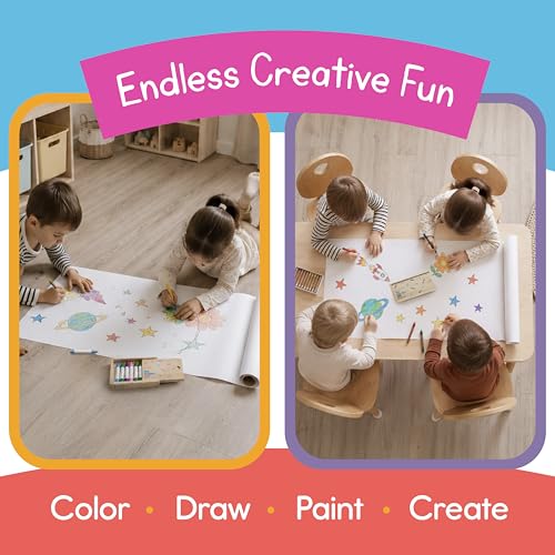 Art Paper Roll Refills – 12" x 75 ft (3-Pack) – Replacement Paper Rolls for Kids’ Art Tables, Easels & Craft Stations – Smooth White Drawing Paper – 7 Days of Play - color: Art Paper Roll