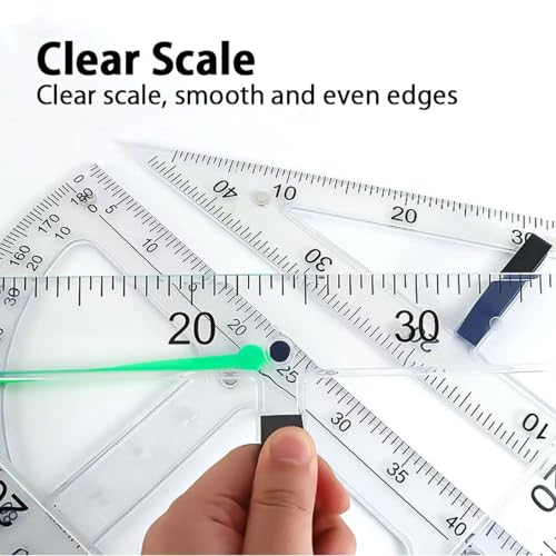 Magnetic Geometry Tool Set Clear Drafting Tools Mathematics Protractor, Triangular Scale Ruler Math Classroom Teaching Measurement Set Oversized Ruler (Transparent 3-Piece Set) - color: Transparent 3-piece Set
