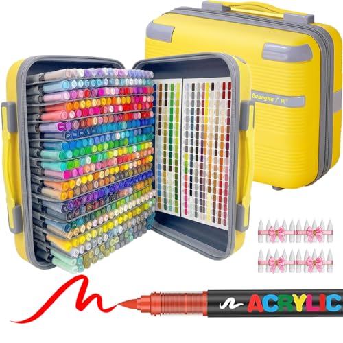 KsopiaVobs 360 Color Acrylic Paint Pens, Soft Brush Tip Acrylic Paint Markers,Quick-Drying Waterproof Acrylic Marker for Canvas, Rock Painting, Wood, Stone, Glass, Ceramic, Fabric Painting, DIY Crafts - color: 360 Color
