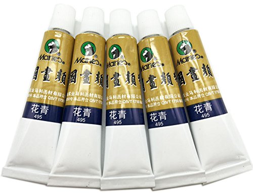 Easyou Marie's Big Size Chinese Painting Color Tubes Watercolor Drawing 12ml*5pcs No. 495 Cyanine - color: Marie12ml*5pcs Cyanine