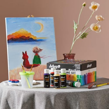 Artkey Acrylic Paint Set - 36 Colors 2 oz/59 ml Acrylic Paints Professional Artists Painting Kit for Canvases Fabric Rock Leather Easter Egg Wood Ceramic Glass Art Craft Painting - color: 36 Colors, style: Basics