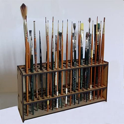 Brush Holder Paintbrush Holder 67 Holes Paint Brush Holders and Organizers Wall Mount Or Freestanding Desk Organizer Stand Holder For Pencils, Pens Stationary Supplies For Men Women