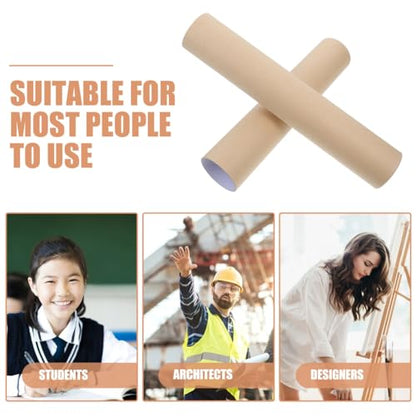 GANAZONO Extendable Scroll Storage Box 13.58 Inch Kraft Paper Calligraphy Scroll Holder Adjustable Painting Poster Document Mailing Tube - color: Khaki