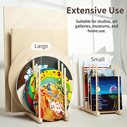 Falling in Art Small Wooden Art Storage Rack - Canvas Drying Stand for Artworks, Frames, Canvases, Drawing Boards, Prints, Panels, Paintings Display - size: Small