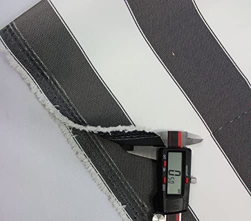 Stripe Canvas Awning Fabric Waterproof Outdoor Fabric 60" Black/White (1 Yard) - color: Black-white