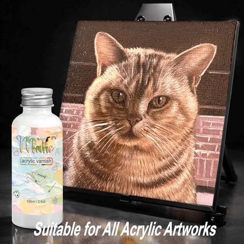 Matte Varnish for Acrylic Painting，100ml Acrylic Paint Varnish，Clear Varnish Keeps Paintings from Yellowing, Cracking, Maintains Permanent Color（Matte） - size: matte