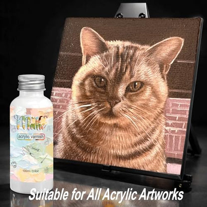 Matte Varnish for Acrylic Painting，100ml Acrylic Paint Varnish，Clear Varnish Keeps Paintings from Yellowing, Cracking, Maintains Permanent Color（Matte） - size: matte