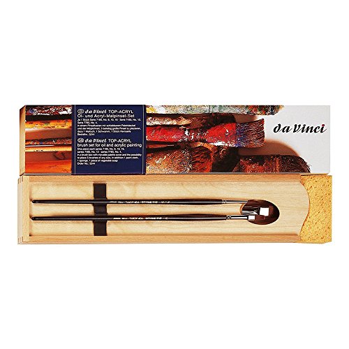 da Vinci Oil & Acrylic Series 5244 Top Acryl Paint Brush Set with Wood Mixing Palette, Multiple Sizes, 5 Brushes (Series 7185, 7485, 7785) - style: Top Acryl Oil & Acrylic Synthetic Wood Box