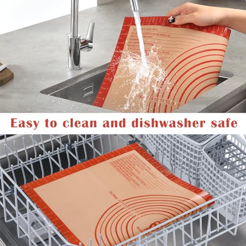 Non-slip Silicone Pastry Mat Extra Large with Measurements 16''By 26'' for Silicone Baking Mat, Counter Mat, Dough Rolling,Oven Liner,Fondant/Pie Crust By Folksy Super Kitchen Red - size: 26"L x 16"W