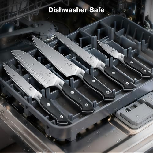 16 PCS Knife Set with Block, Japanese Kitchen Knife Set with 5 Layers High Carbon 9Cr18Mov Stainless Steel, Ultra-Sharp Professional Chef Cooking Knives with Ergonomic Handle, Dishwasher Safe - color: 16PCS Knife Set