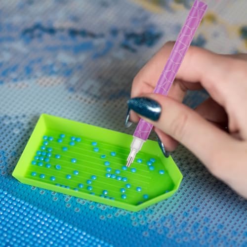 2 Sets Diamond Painting Pen Wheel Tools– Diamond Art Roller with Groove & Placer Tips for for Efficient DIY Craft Gem Art