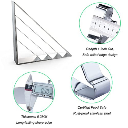 45/90 Degree Triangle Cookie Cutter Set - 5 inch, 4 inch, 3 inch, 2 inch - Half Square Right Angle Triangle Geometric Frame Plaque Cookie Cutters Shapes Molds - Stainless Steel - color: Triangle-45/90 Degree