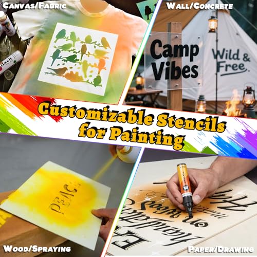 Custom Stencils for Spray Painting Reusable Calligraphy Letter Paint Stencils, Personalized Hollow Wall Stencil for Crafts, Graffiti & Fabric Painting (Painting Stencil) - style: painting stencil