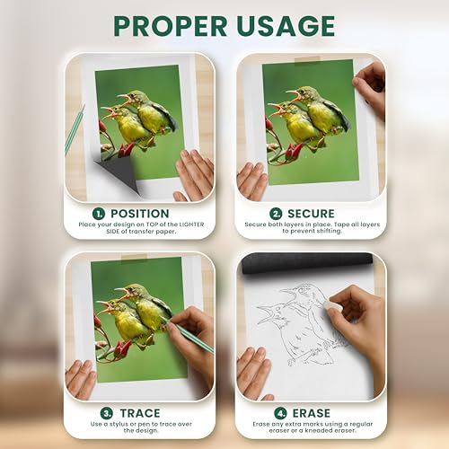 MyArtscape Graphite Transfer Paper, 20 Mixed Sheets - Wax Free - Erasable - Smudge-Free - Ideal for Drawing and Tracing - Premium Arts and Crafts Supplies
