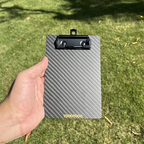 4.3 * 6.5 * 0.06inch Super Hard&Portable Mini Carbon Fiber Clipboard with Hook&Pen Holder,Strong Black Low Profile Clip,Dry Carbon Clip Board,Writing Board A7 Small Note Board - color: Black Clip, size: 4.3*6.5*0.06inch+1Clip
