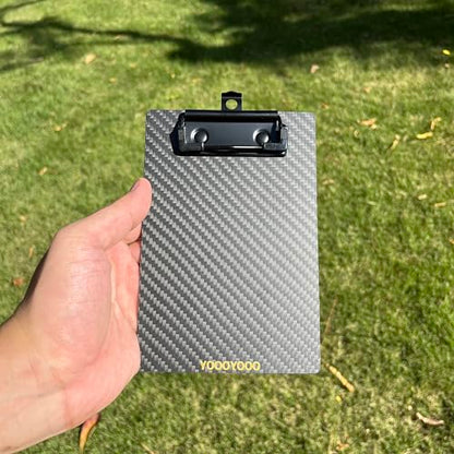 4.3 * 6.5 * 0.06inch Super Hard&Portable Mini Carbon Fiber Clipboard with Hook&Pen Holder,Strong Black Low Profile Clip,Dry Carbon Clip Board,Writing Board A7 Small Note Board - color: Black Clip, size: 4.3*6.5*0.06inch+1Clip