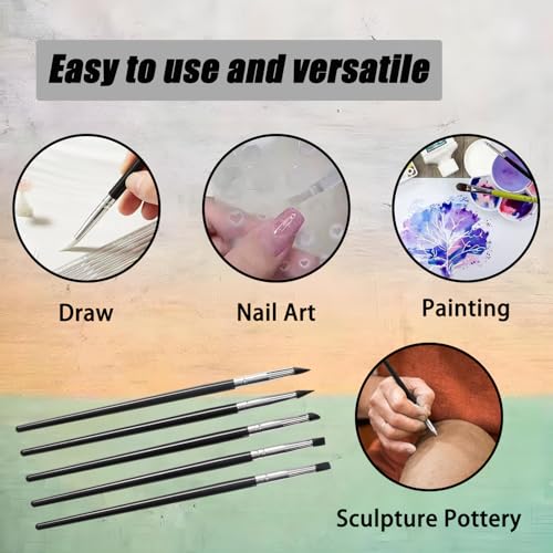 10 Pcs Silicone Paint Brushes, Silicone Sculpting Tools, 5 Shapes Head Rubber Paint Pens Flexible Clay Carving Tools for Pottery Handicraft Nail Art Artwork - color: 10 Pcs