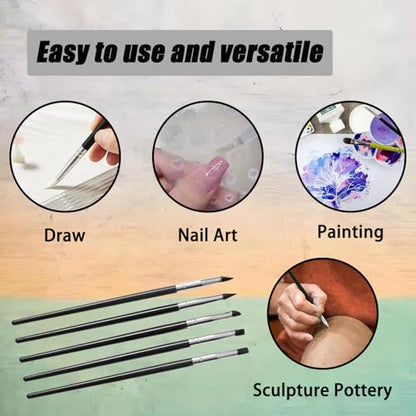 10 Pcs Silicone Paint Brushes, Silicone Sculpting Tools, 5 Shapes Head Rubber Paint Pens Flexible Clay Carving Tools for Pottery Handicraft Nail Art Artwork - color: 10 Pcs