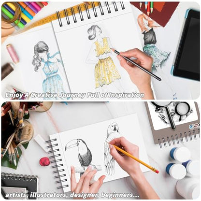 6 Pcs Sketchbook Bulk 9 x 12 In 600 Sheets Top Spiral Bound Sketch Pad Drawing Paper 100 Sheets Each Acid Free Mixed Media Sketch Book 68lb/100gsm Art Supplies for Beginner Artist - size: 9x12in, style: Total 600 sheets-6pcs