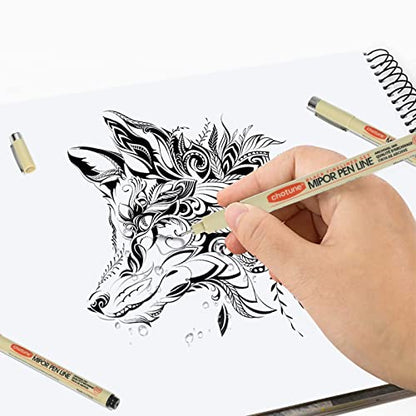 GETHPEN Micro Fineliner Set, 6 Pack Black Micro Fine Point Drawing Waterproof Archival Ink Multiliner Pens for Artist Illustration, Sketching, Technical Drawing, Anime, Manga