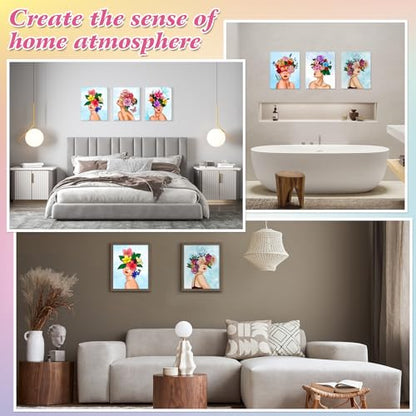 COCHIE 6 Pack 8x10 Inches Flower Girls Pre Drawn Canvas to Paint for Sip and Paint Party, Pre Printed Framed Canvases Set, Floral Girl Pre Sketched Canvas for Painting for Adults Kids - style: Flower Girl