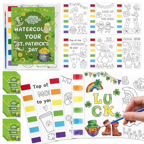 Zoyeven 144 Pcs St. Patricks Day Watercolor Coloring Books St. Patricks Day Party Favors Gifts Art and Crafts Well-Packaged Classroom Reward Prizes School Activity - color: St.Patrick's day, size: 144