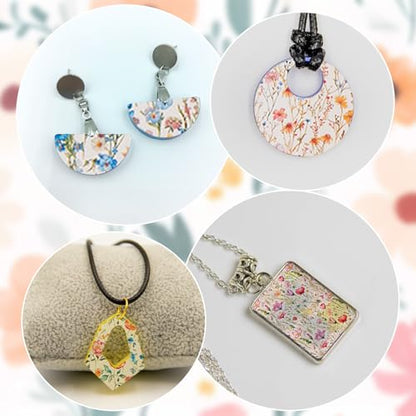 Clay Transfer Paper, 6Pcs Wildflower Theme Polymer Clay Transfer Sheets for Earrings Jewelry Necklace with Mud Press Rod DIY Craft - color: Wild Flower
