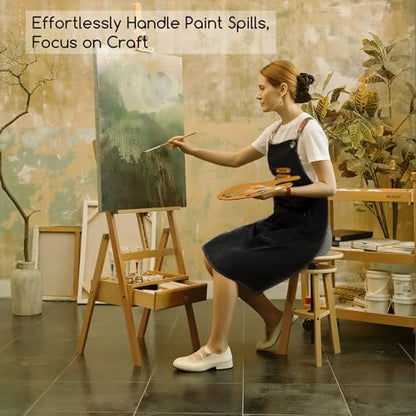 MEEDEN Painting Apron for Men Women: Adjustable Cross Back Waterproof Polyester Canvas Art Apron with 3 Pockets - Artist Apron for Acrylic Oil & Watercolor Painting, Gardening, Cooking - Black - color: Black