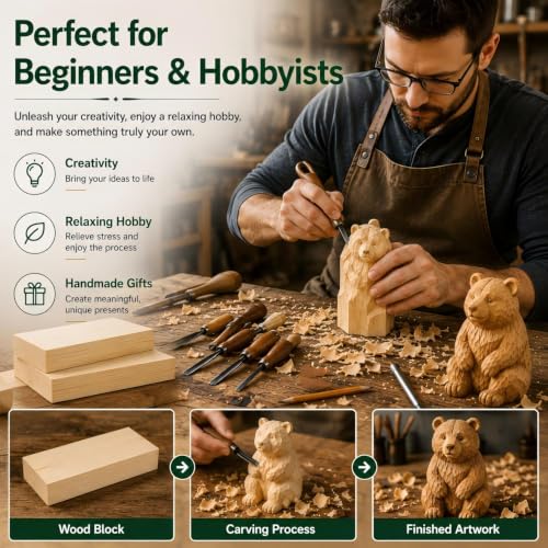 Unfinished Wood Blocks for Carving, 4 Pcs 3 x 8 x 1 Inch Solid Wood Blocks for Whittling, Engraving, Painting and DIY Crafts - size: 3x8x1 Inch