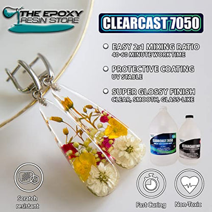 The Epoxy Resin Store Clearcast 7050 UV Resisting Jewelry Craft 2 Part Resin Kit for Art and Decorative Applications, 1.5 Gallons