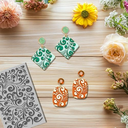CHGCRAFT Vines Clay Texture Mat Clay Modeling Pattern Pad Vine Texture Butterflies Texture Sheets for Polymer Clay Making Earrings Jewerly Tools, 4×2.6 inch - style: Vines and Butterflies