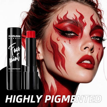 Red Face Paint Stick Waterproof Eye Black Smooth SmudgeProof Body Paint High Pigment for Sports Events Halloween SFX Makeup Devil Vampire Blood Demon and Dramatic Effect Looks - color: Red