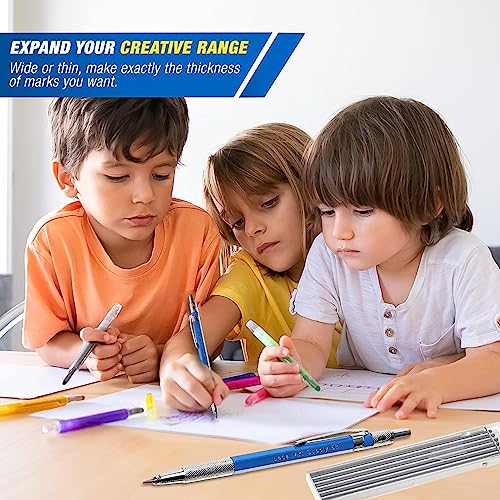 Leda Art 2.0 mm Mechanical Drafting Pencil Set with 12 Lead Refills & Sharpener – Best Mechanical Pencil for Drawing, Sketching & Mixed Media Art - style: 2mm Black Graphite